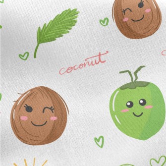 Playful Swinging Coconut Tree Jersey Backed Fleece