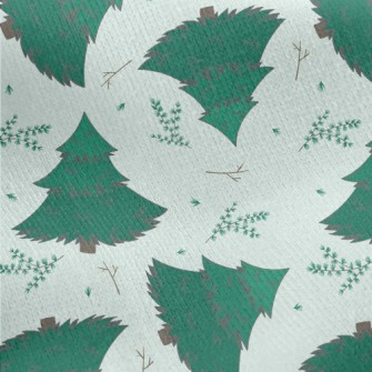 European Fir Trees Jersey Backed Fleece