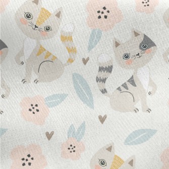 Gentle Cat And Little Flower Jersey Backed Fleece