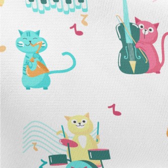 Cat Playing Musical Instrument Pongee