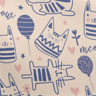 Simple Line Cute Cat Pongee