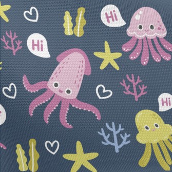 Hello Squid Jellyfish Fish Pongee