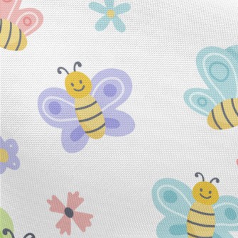 Cute Bee And Butterfly Pongee