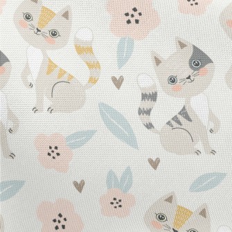 Gentle Cat And Little Flower Pongee