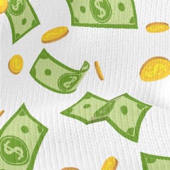 US Dollar Banknotes Coins Stretch Jersey