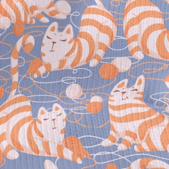 Lazy Striped Cat Playing With  Stretch Jersey