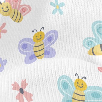 Cute Bee And Butterfly Stretch Jersey