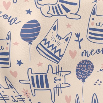 Simple Line Cute Cat Lightweight Cotton Poplin