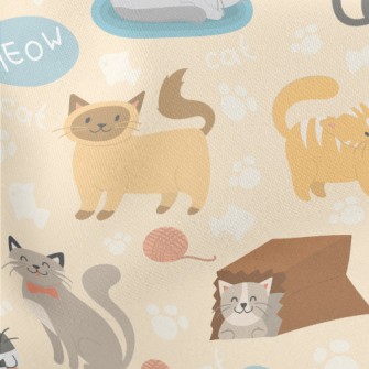 Various Breeds Of Cats Lightweight Cotton Poplin