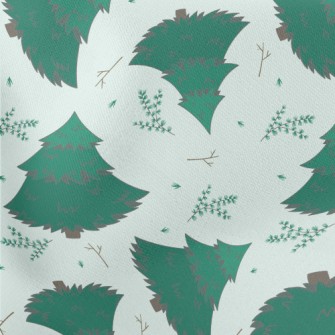 European Fir Trees Lightweight Cotton Poplin