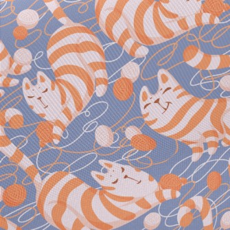 Lazy Striped Cat Playing With  Midweight Cotton Poplin
