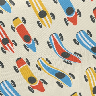 Striped Colorful Racing Car Midweight Cotton Poplin