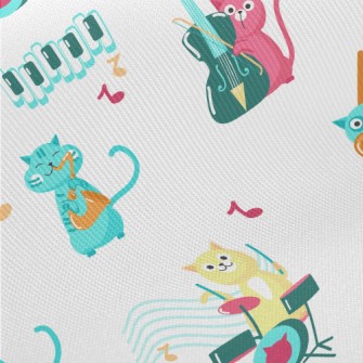 Cat Playing Musical Instrument Midweight Cotton Poplin