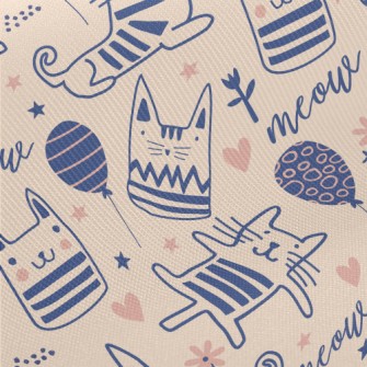 Simple Line Cute Cat Midweight Cotton Poplin
