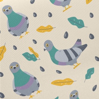 Walking Pigeons With Fallen Le Midweight Cotton Poplin