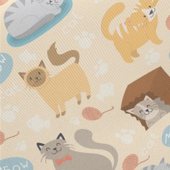 Various Breeds Of Cats Midweight Cotton Poplin