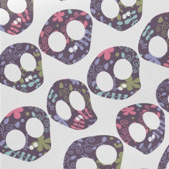 Cute Flower Skull Midweight Cotton Poplin