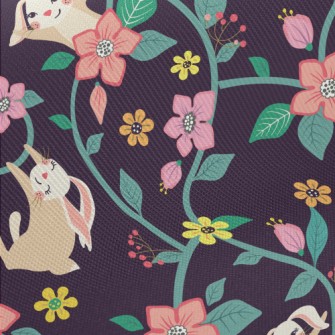 Playful Rabbit Playing In The  Midweight Cotton Poplin