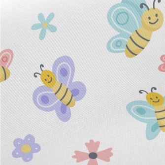Cute Bee And Butterfly Midweight Cotton Poplin
