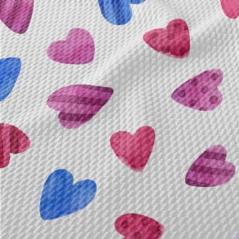 Watercolor Cute Love Heart Birdseye Piqué