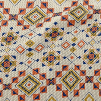 Colorful And Changing Geometry Birdseye Piqué