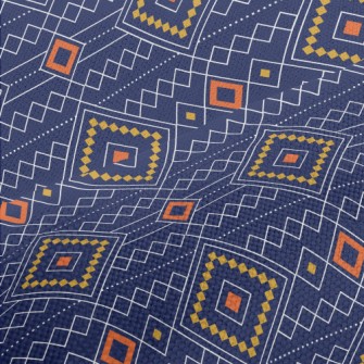 Geometric Patchwork Rhombus Performance Linen