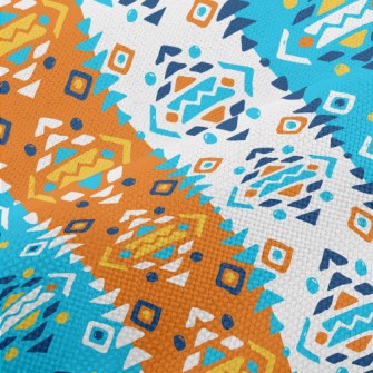 Three Color Mosaic Geometry Performance Linen