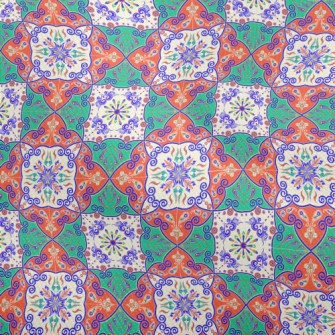 Bright Contrasting Floral Sati Dobby