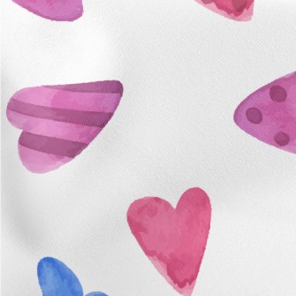 Watercolor Cute Love Heart Lightweight Cotton Poplin