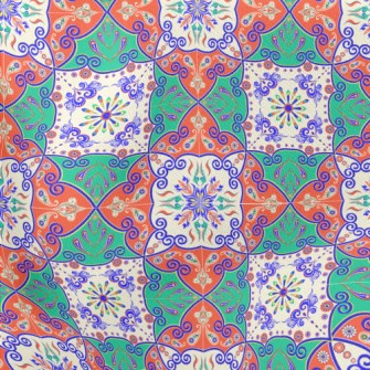 Bright Contrasting Floral Sati Lightweight Cotton Poplin