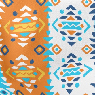 Three Color Mosaic Geometry Lightweight Cotton Poplin
