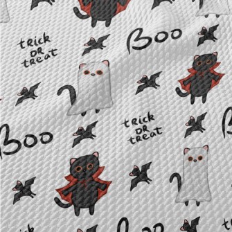 Halloween Black Cat Bat Birdseye Piqué