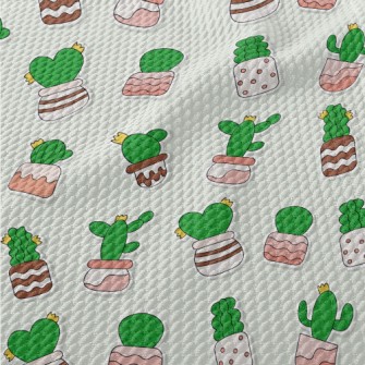 Succulent Cactus Potted Plants Birdseye Piqué