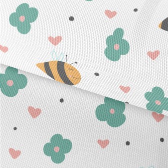 Bee And Small Green Flower Waterproof Oxford