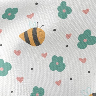 Bee And Small Green Flower Waterproof Canvas