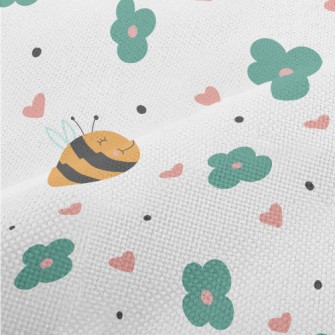 Bee And Small Green Flower Performance Linen