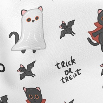 Halloween Black Cat Bat Stretch Ponte