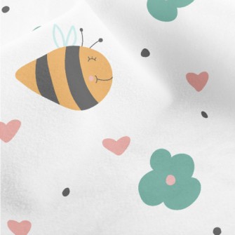 Bee And Small Green Flower Micro Fleece