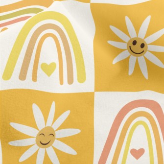 Smiley Flower Rainbow Micro Fleece