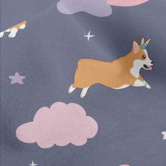 Starry Sky Unicorn Corgi Micro Fleece