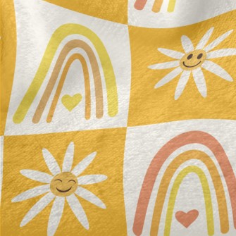 Smiley Flower Rainbow Minky