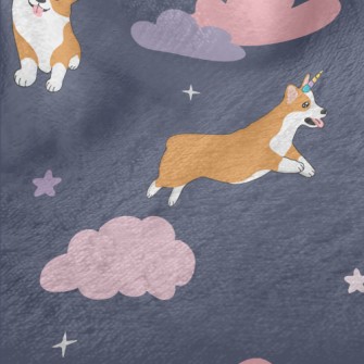 Starry Sky Unicorn Corgi Minky