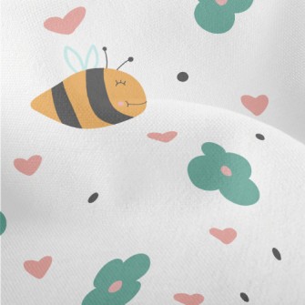 Bee And Small Green Flower Lightweight Performance Linen