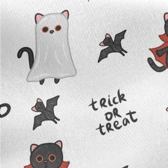 Halloween Black Cat Bat Jersey Backed Fleece