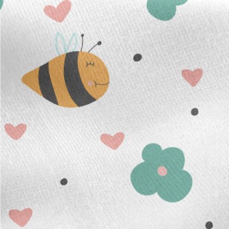Bee And Small Green Flower Jersey Backed Fleece