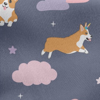 Starry Sky Unicorn Corgi Jersey Backed Fleece