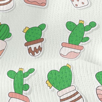 Succulent Cactus Potted Plants Stretch Jersey