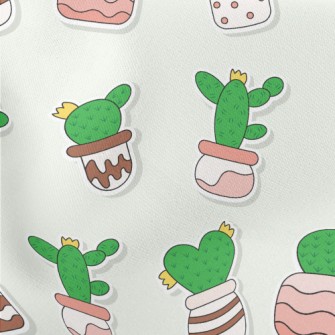 Succulent Cactus Potted Plants Lightweight Cotton Poplin