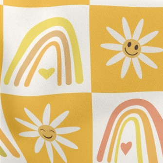 Smiley Flower Rainbow Lightweight Cotton Poplin