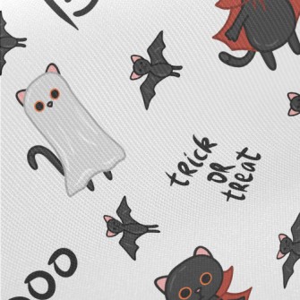 Halloween Black Cat Bat Midweight Cotton Poplin